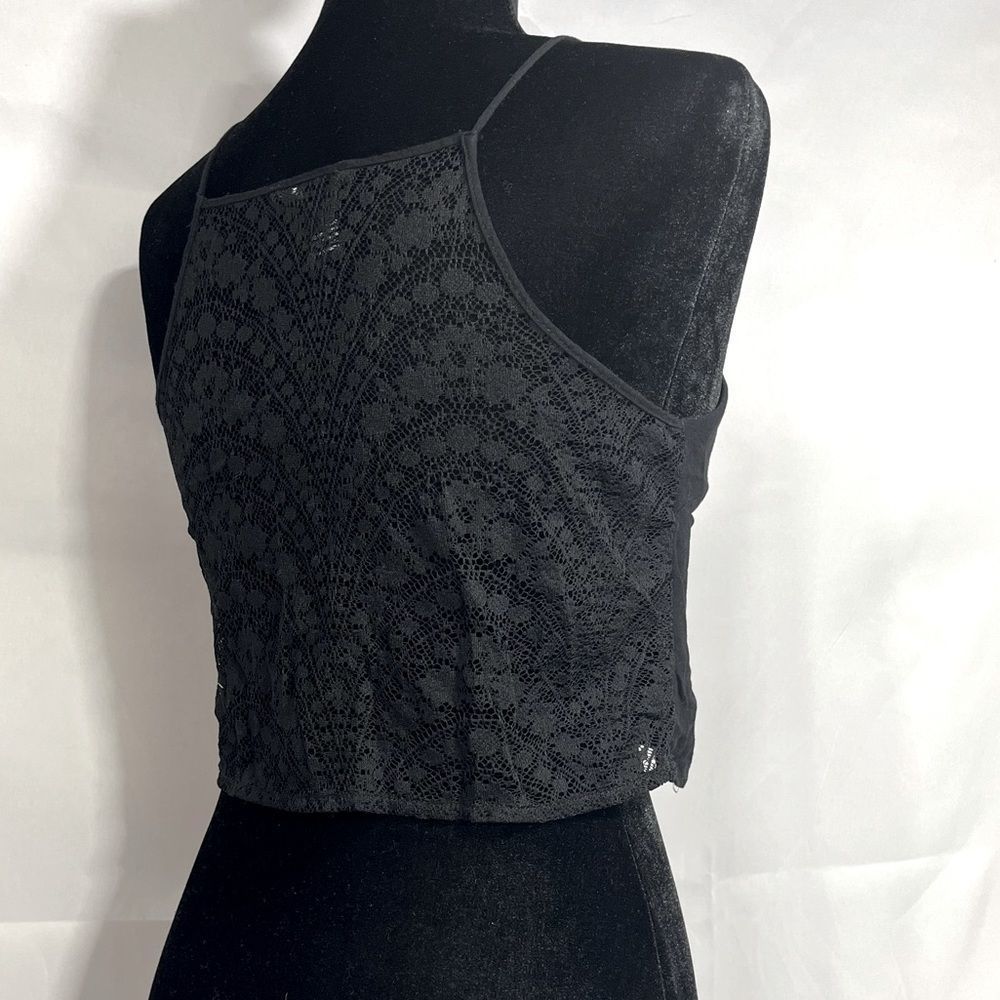 Laced Back Black Crop Top - Picture 4 of 9